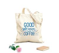 AILOONG Bolsas de almacenamiento de poliéster y algodón Tela de 340g/m² de grosor Las letras de buenos días empiezan con un café. Eslogan personalizable