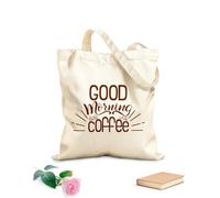 AILOONG Bolsas de almacenamiento de poliéster y algodón Tela de 340g/m² de grosor Las letras de buenos días empiezan con un café. Eslogan personalizable