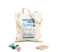 AILOONG Bolsas de almacenamiento de poliéster y algodón Tela de 340g/m² de grosor Letras a mano con versículos bíblicos y palabras amables. Eslogan personalizable