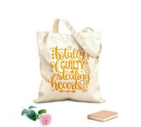 AILOONG Bolsas de almacenamiento de poliéster y algodón Tela de 340g/m² de grosor Totalmente culpable de robar corazones de San Valentín. Eslogan personalizable