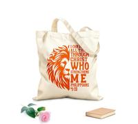 AILOONG Bolsas de almacenamiento de poliéster y algodón Todo lo puedo en Cristo que me fortalece. Tela de 340g/m² de grosor Eslogan personalizable