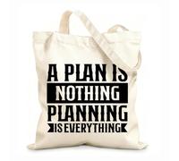 AILOONG Bolsas de almacenamiento de poliéster y algodón Un plan no es nada, planificarlo todo a mano. Tela de 12 oz de grosor Eslogan personalizable 31x36cm Mediano