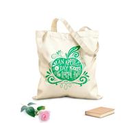 AILOONG Bolsas de almacenamiento de poliéster y algodón Una manzana al día mantiene alejado al médico. Motivacional. Tela de 340g/m² de grosor Eslogan personalizable