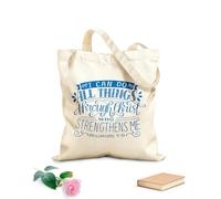 AILOONG Bolsas de almacenamiento de poliéster y algodón Versículo bíblico con letras a mano. Puedo hacerlo todo. Tela de 340g/m² de grosor Eslogan personalizable