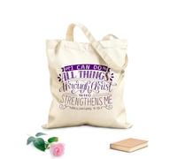AILOONG Bolsas de almacenamiento de poliéster y algodón Versículo bíblico con letras a mano. Puedo hacerlo todo. Tela de 340g/m² de grosor Eslogan personalizable