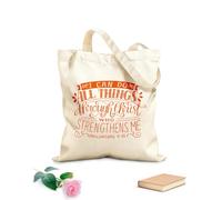 AILOONG Bolsas de almacenamiento de poliéster y algodón Versículo bíblico con letras a mano. Puedo hacerlo todo. Tela de 340g/m² de grosor Eslogan personalizable