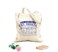 AILOONG Bolsas de almacenamiento de poliéster y algodón Versículo bíblico con letras a mano. Puedo hacerlo todo. Tela de 340g/m² de grosor Eslogan personalizable