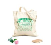 AILOONG Bolsas de almacenamiento de poliéster y algodón Versículo bíblico con letras a mano. Puedo hacerlo todo. Tela de 340g/m² de grosor Eslogan personalizable