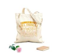 AILOONG Bolsas de almacenamiento de poliéster y algodón Versículo bíblico con letras a mano. Puedo hacerlo todo. Tela de 340g/m² de grosor Eslogan personalizable