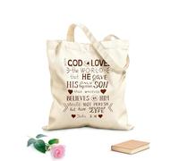 AILOONG Bolsas de almacenamiento de poliéster y algodón Versículo bíblico de Juan 3:16 Tela de 340g/m² de grosor Eslogan personalizable