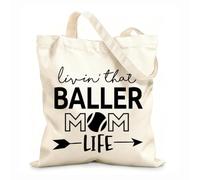 AILOONG Bolsas de almacenamiento de poliéster y algodón Vivir esa vida de mamá bailarina frase en letras Tela de 12 oz de grosor Eslogan personalizable 25x30cm Pequeño