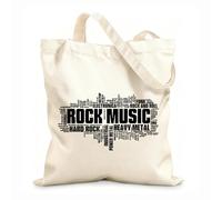 AILOONG Bolsas de compras de poliéster y algodón Árbol de etiquetas de burbujas de nube de palabras de estilos de música rock Tela de 12 oz de grosor Reutilizable 25x30cm Pequeño