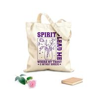 AILOONG Bolsas de compras de poliéster y algodón Archivo de corte Spirit Lead Me Retro Christian West Tela de 340g/m² de grosor Reutilizable