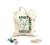 AILOONG Bolsas de compras de poliéster y algodón Archivo de corte Spirit Lead Me Retro Christian West Tela de 340g/m² de grosor Reutilizable