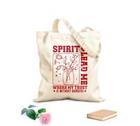 AILOONG Bolsas de compras de poliéster y algodón Archivo de corte Spirit Lead Me Retro Christian West Tela de 340g/m² de grosor Reutilizable