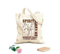 AILOONG Bolsas de compras de poliéster y algodón Archivo de corte Spirit Lead Me Retro Christian West Tela de 340g/m² de grosor Reutilizable