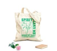 AILOONG Bolsas de compras de poliéster y algodón Archivo de corte Spirit Lead Me Retro Christian West Tela de 340g/m² de grosor Reutilizable