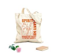 AILOONG Bolsas de compras de poliéster y algodón Archivo de corte Spirit Lead Me Retro Christian West Tela de 340g/m² de grosor Reutilizable