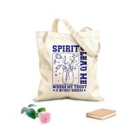 AILOONG Bolsas de compras de poliéster y algodón Archivo de corte Spirit Lead Me Retro Christian West Tela de 340g/m² de grosor Reutilizable