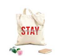 AILOONG Bolsas de compras de poliéster y algodón Cita de letras Mantente tú mismo, motivación y cuerpo Tela de 12 oz de grosor Reutilizable 25x30cm Pequeño