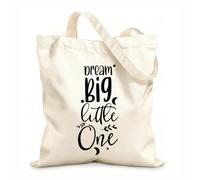 AILOONG Bolsas de compras de poliéster y algodón Citas inspiradoras de Sueña en grande, pequeño Tela de 12 oz de grosor Reutilizable 31x36cm Mediano