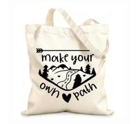 AILOONG Bolsas de compras de poliéster y algodón Citas inspiradoras para crear tu propio camino Tela de 12 oz de grosor Reutilizable 31x36cm Mediano