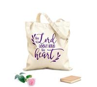 AILOONG Bolsas de compras de poliéster y algodón Citas inspiradoras sobre el Señor mira dentro del corazón Tela de 340g/m² de grosor Reutilizable