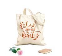 AILOONG Bolsas de compras de poliéster y algodón Citas inspiradoras sobre el Señor mira dentro del corazón Tela de 340g/m² de grosor Reutilizable