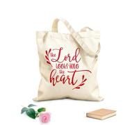 AILOONG Bolsas de compras de poliéster y algodón Citas inspiradoras sobre el Señor mira dentro del corazón Tela de 340g/m² de grosor Reutilizable
