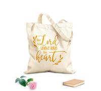 AILOONG Bolsas de compras de poliéster y algodón Citas inspiradoras sobre el Señor mira dentro del corazón Tela de 340g/m² de grosor Reutilizable