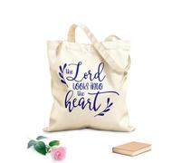 AILOONG Bolsas de compras de poliéster y algodón Citas inspiradoras sobre el Señor mira dentro del corazón Tela de 340g/m² de grosor Reutilizable