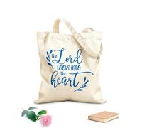 AILOONG Bolsas de compras de poliéster y algodón Citas inspiradoras sobre el Señor mira dentro del corazón Tela de 340g/m² de grosor Reutilizable