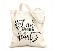 AILOONG Bolsas de compras de poliéster y algodón Citas inspiradoras sobre el Señor mira dentro del corazón Tela de 12 oz de grosor Reutilizable 25x30cm Pequeño