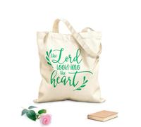 AILOONG Bolsas de compras de poliéster y algodón Citas inspiradoras sobre el Señor mira dentro del corazón Tela de 340g/m² de grosor Reutilizable