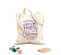 AILOONG Bolsas de compras de poliéster y algodón Citas sobre si tienes un jardín y una biblioteca Tela de 340g/m² de grosor Reutilizable