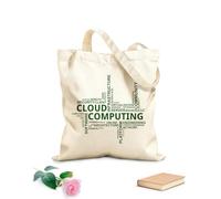 AILOONG Bolsas de compras de poliéster y algodón Computación en la nube de palabras Tela de 340g/m² de grosor Reutilizable