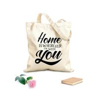 AILOONG Bolsas de compras de poliéster y algodón El hogar está donde estoy contigo. Citas inspiradoras. Tela de 12 oz de grosor Reutilizable 31x36cm Mediano