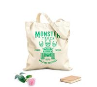 AILOONG Bolsas de compras de poliéster y algodón Emblema de coche grande y calaveras de Monster Truck Tela de 340g/m² de grosor Reutilizable