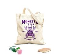 AILOONG Bolsas de compras de poliéster y algodón Emblema de coche grande y calaveras de Monster Truck Tela de 340g/m² de grosor Reutilizable
