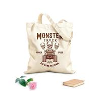 AILOONG Bolsas de compras de poliéster y algodón Emblema de coche grande y calaveras de Monster Truck Tela de 340g/m² de grosor Reutilizable