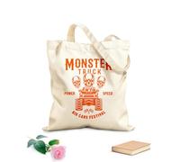 AILOONG Bolsas de compras de poliéster y algodón Emblema de coche grande y calaveras de Monster Truck Tela de 340g/m² de grosor Reutilizable