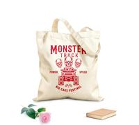 AILOONG Bolsas de compras de poliéster y algodón Emblema de coche grande y calaveras de Monster Truck Tela de 340g/m² de grosor Reutilizable