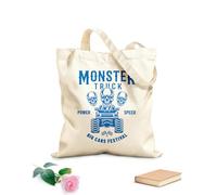 AILOONG Bolsas de compras de poliéster y algodón Emblema de coche grande y calaveras de Monster Truck Tela de 340g/m² de grosor Reutilizable