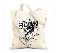 AILOONG Bolsas de compras de poliéster y algodón Emocionante torneo de pesca con un pez Tela de 12 oz de grosor Reutilizable 35x40cm Grande