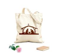 AILOONG Bolsas de compras de poliéster y algodón Escena de la Natividad Tela de 340g/m² de grosor Reutilizable