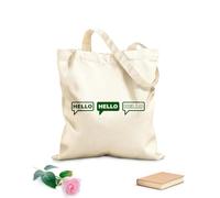 AILOONG Bolsas de compras de poliéster y algodón Hola Icon Chat Messenger para tu sitio web moderno Tela de 340g/m² de grosor Reutilizable