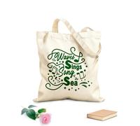 AILOONG Bolsas de compras de poliéster y algodón Las olas cantan canciones del mar inspiradoras Tela de 340g/m² de grosor Reutilizable