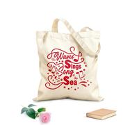 AILOONG Bolsas de compras de poliéster y algodón Las olas cantan canciones del mar inspiradoras Tela de 340g/m² de grosor Reutilizable
