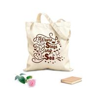 AILOONG Bolsas de compras de poliéster y algodón Las olas cantan canciones del mar inspiradoras Tela de 340g/m² de grosor Reutilizable