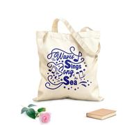AILOONG Bolsas de compras de poliéster y algodón Las olas cantan canciones del mar inspiradoras Tela de 340g/m² de grosor Reutilizable